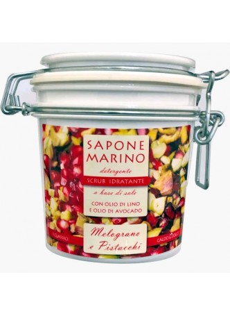 Sapone Marino Detergente Scrub Idratante Vaso 500 ml Profumo Melograno & Pistacchio