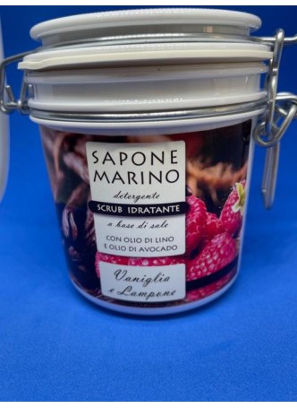 Sapone Marino Detergente Scrub Idratante Vaso 500 ml Profumo Vaniglia e Lampone